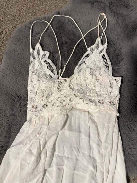 Free People Adella Lace Slip Ruffle Hem Mini Dress - Picture 2 of 4